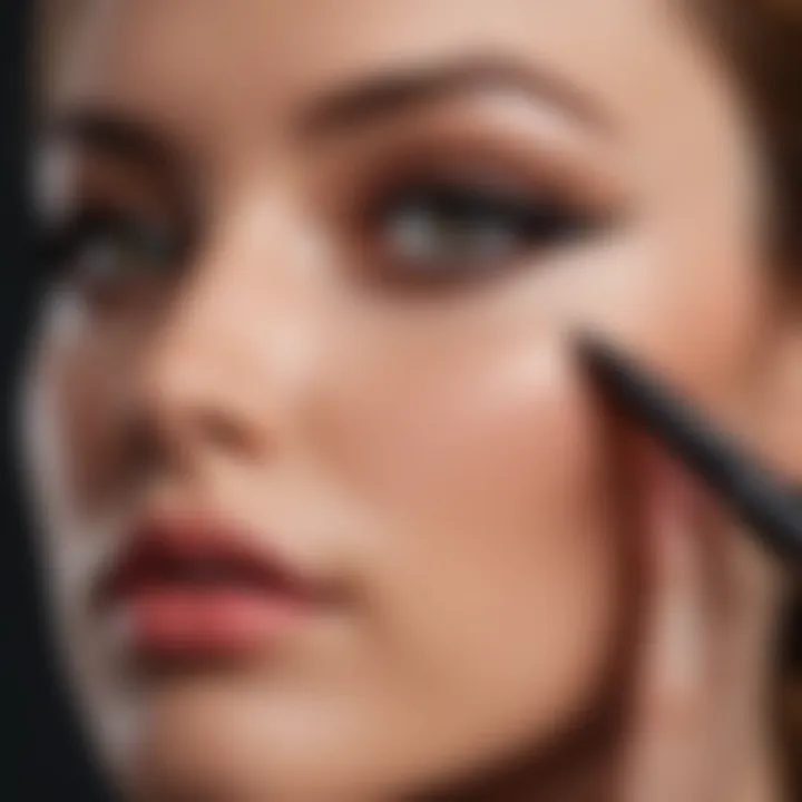 User applying eyeliner with a steady hand, illustrating application technique