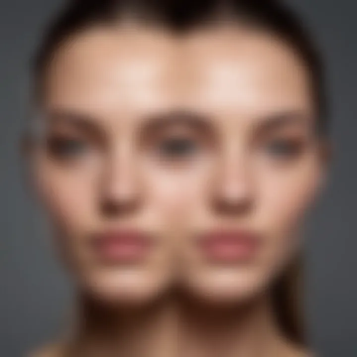 Before and after comparison of skin firmness after using creams