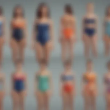 A chart illustrating the evolution of bathing suit styles for teens.