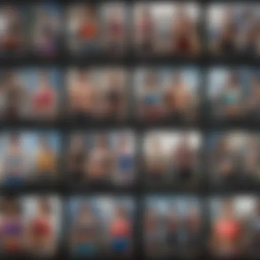 A collage of diverse fitness app interfaces showcasing various workout options.