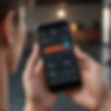 Fitness Progress Tracking on Smartphone A smartphone displaying a fitness app with a user tracking their progress.