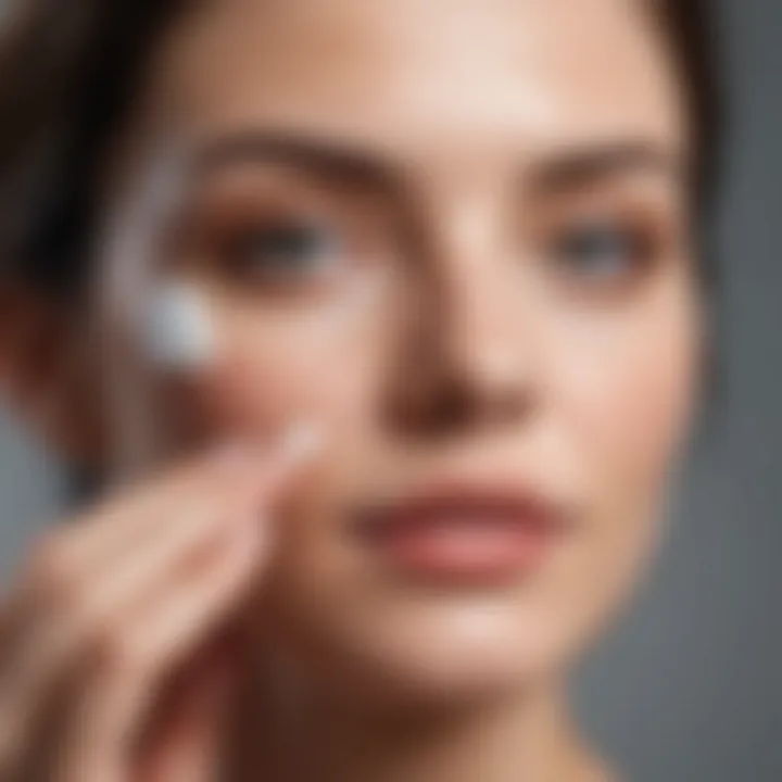 Woman applying eye cream to her under-eye area with care