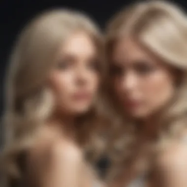 Luxurious Cascade of Ash Blonde Luxurious ash blonde hair cascading down a model's shoulders