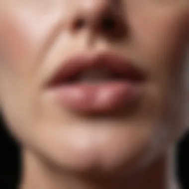 Close-up of lips showing signs of aging