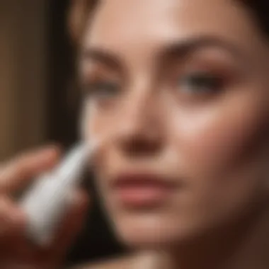 A woman applying eye cream before bed