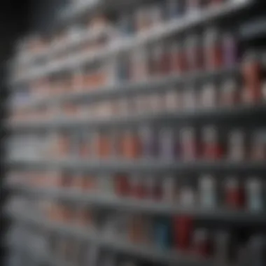 A well-organized shelf of various eye creams