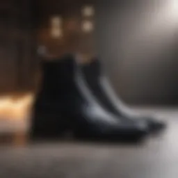 Elegant black Chelsea ankle boots on a textured surface