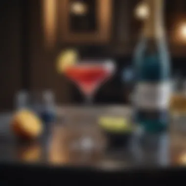 A stylish cocktail pairing featuring food that complements Blumond Blue Champagne