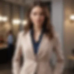 Stylish business casual outfit featuring tailored blazer and chic blouse