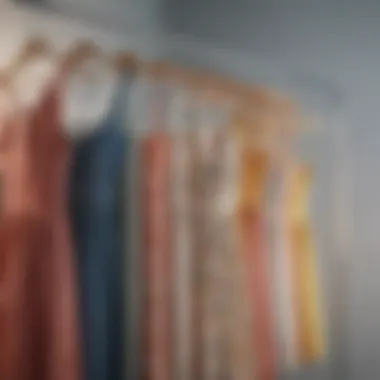 Different styles of sundresses hanging on a clothing rack