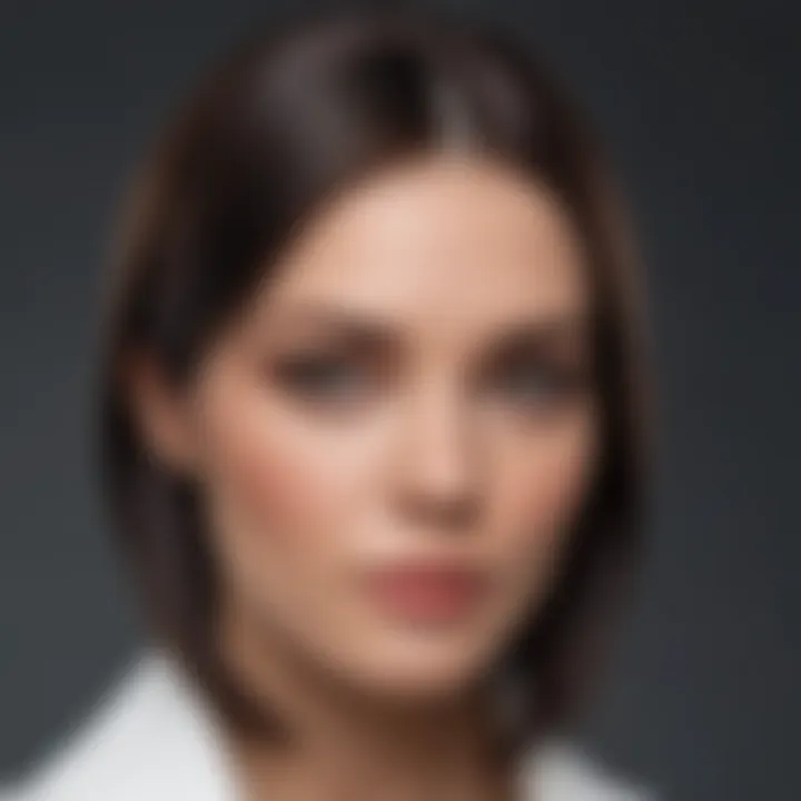 Sleek straight hairstyle with a dramatic center part