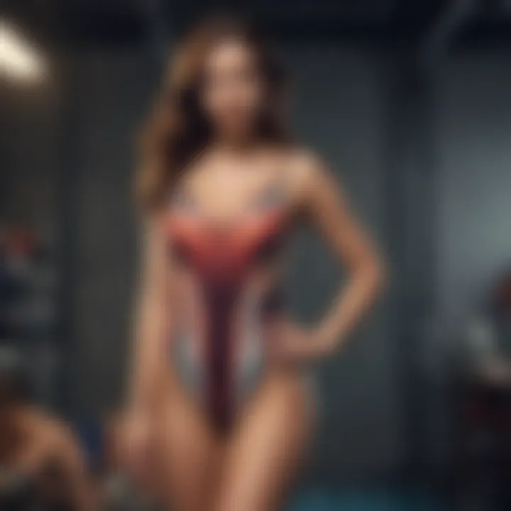 Diverse styles of high leg one piece swimwear displayed together