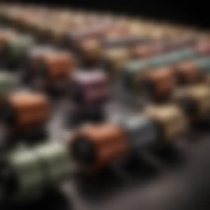 Different types of hot rollers displayed