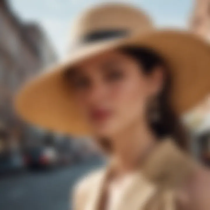 A fashionable ensemble featuring the J.Crew straw hat, exuding elegance