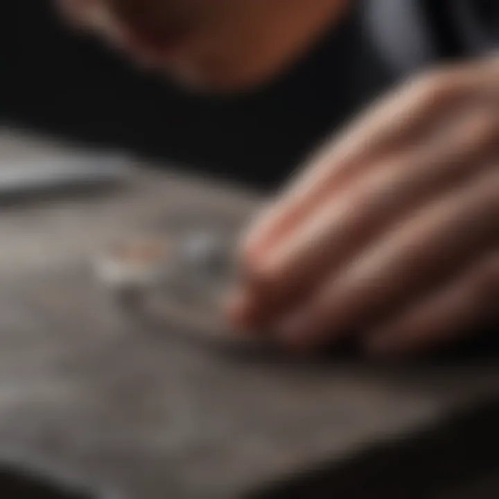 Craftsman meticulously designing a Landau Moissanite ring