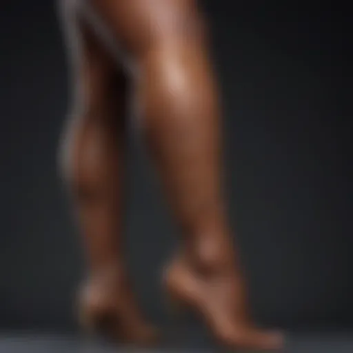 Close-up of well-applied leg makeup on dark skin