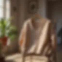 Lightweight sweater draped over a chair in a sunlit room