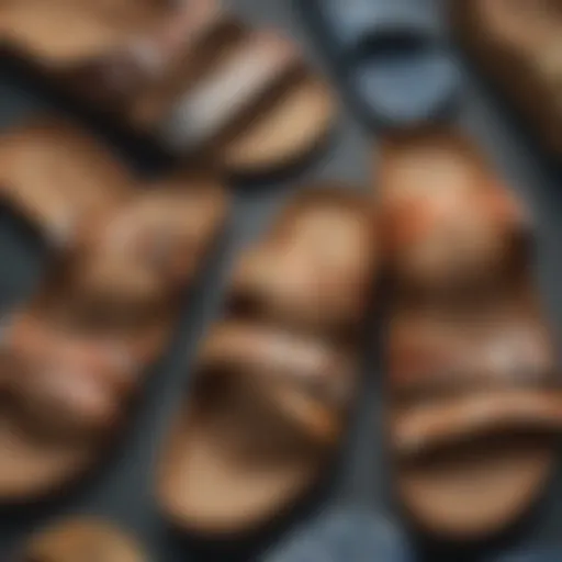Detail of a limited edition Birkenstock sandal showcasing intricate patterns