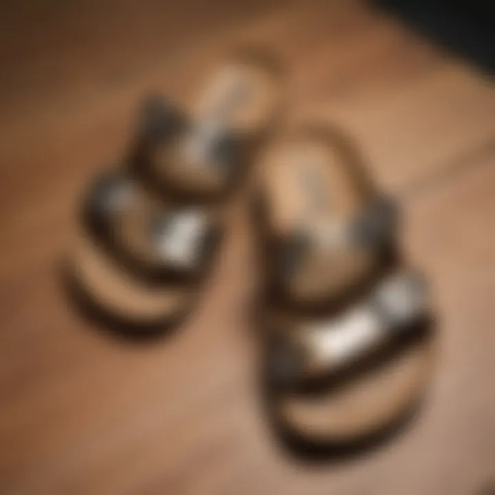 Stylish limited edition Birkenstock sandals displayed on a wooden surface