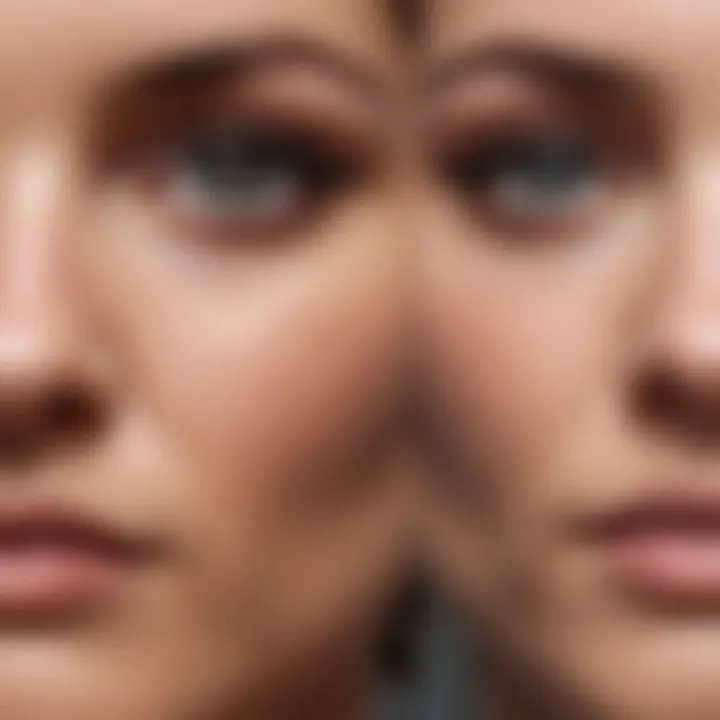 Before and after transformation using magnetic lashes with clear eyeliner