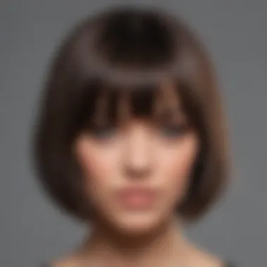 Trendy medium length hairstyle featuring a chic bob with edgy bangs