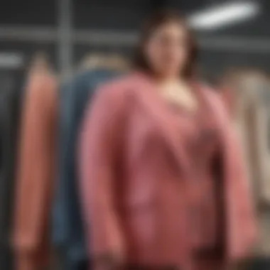 Fashionable plus size garments displayed on hangers, emphasizing inclusivity in design