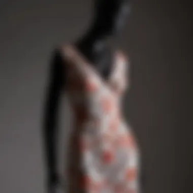 Elegant silhouette of the dress displayed on a mannequin.