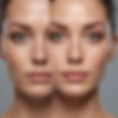 Before and after results of skin tightening treatment using Nu Skin products.