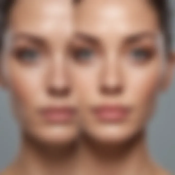 Before and after results of skin tightening treatment using Nu Skin products.