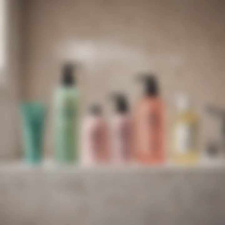 A luxurious bathroom scene featuring various face wash products, emphasizing skincare routines.