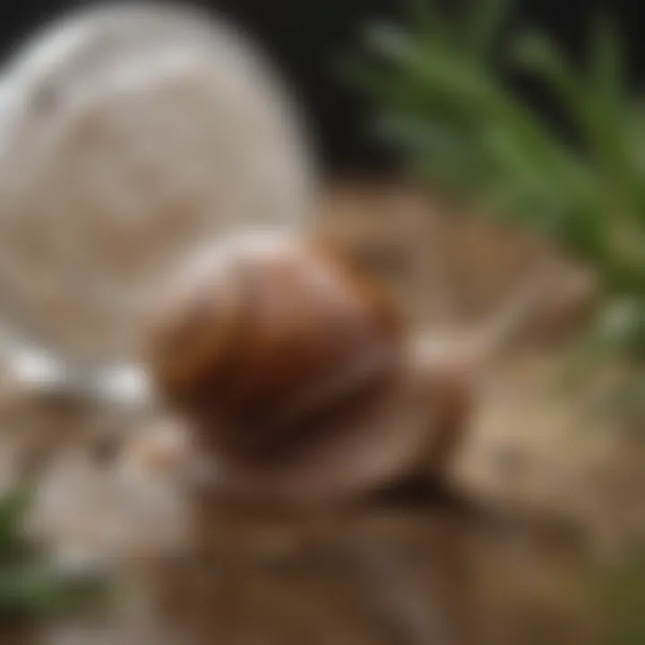 Close-up of snail secretion in a natural setting