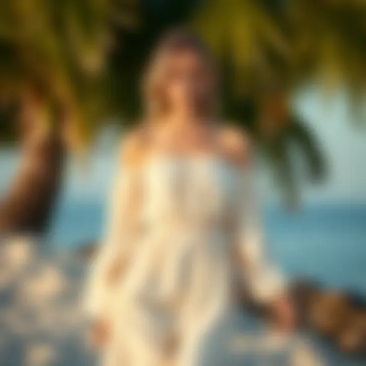 Chic off-shoulder beach dress with flowing sleeves