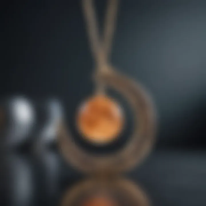 Close-up of a moon pendant on a delicate chain, symbolizing unity and friendship.