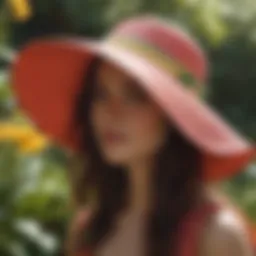 Stylish cotton sun hat in a vibrant garden