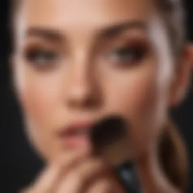 Applying the Perfect Bronzer A close-up of a bronzer being applied to light skin with a brush