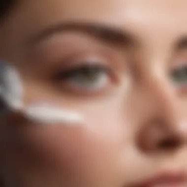 Close-up view of a person applying cream on eyelids