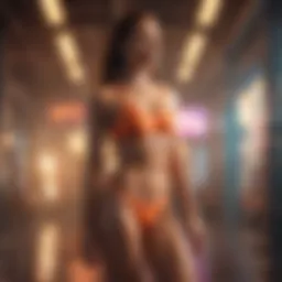 Vibrant fitness swimwear displayed in a sporty setting