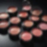 A selection of glowy blush products showcasing various textures and shades