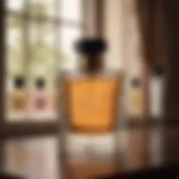 A collection of elegant Kurkdjian perfume bottles displayed artistically