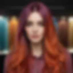 A spectrum of vibrant hair colours displayed in a salon setting