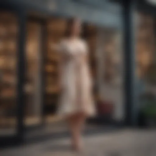 Elegant summer dress displayed in a boutique window