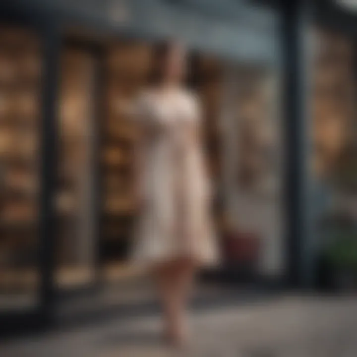 Elegant summer dress displayed in a boutique window