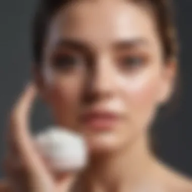 A close-up of a woman applying beauty cream infused with hydrolyzed collagen.
