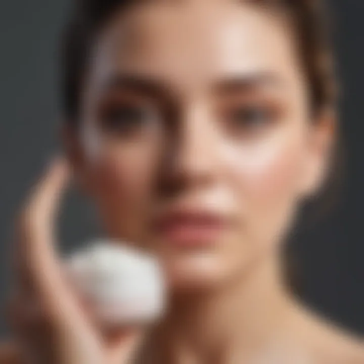 A close-up of a woman applying beauty cream infused with hydrolyzed collagen.