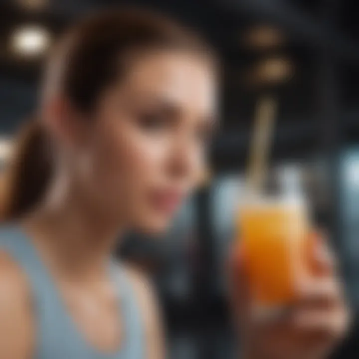A dynamic lifestyle shot of a fitness enthusiast enjoying a post-workout drink with collagen.