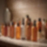 A selection of self-tanner bottles displayed on a vanity