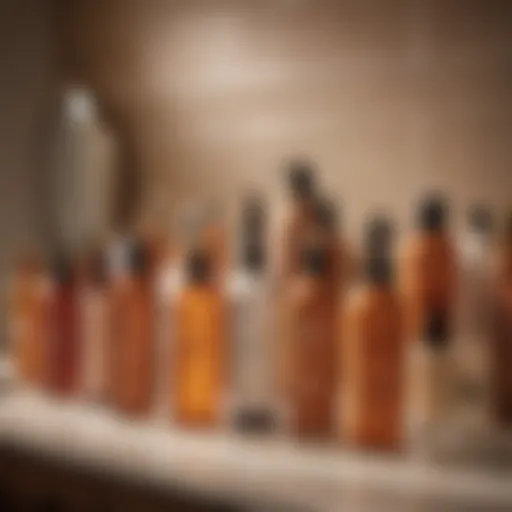 A selection of self-tanner bottles displayed on a vanity