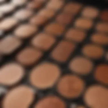 Shimmer Bronzer Swatches on Different Skin Tones A close-up of shimmering bronzer swatches on varied skin tones