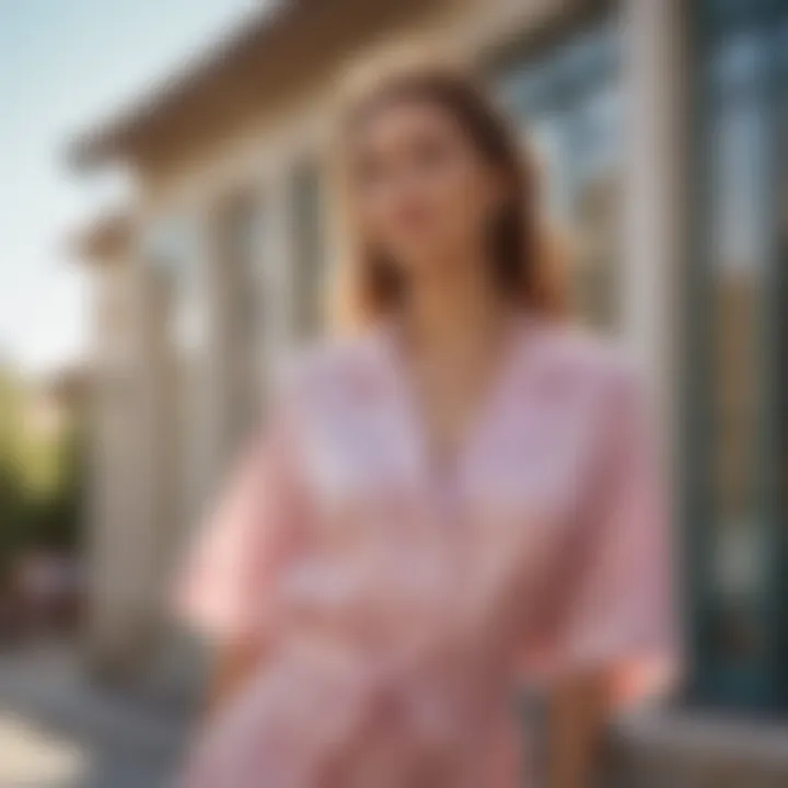 A woman gracefully lounging in her chic summer pajamas on a sunny afternoon.