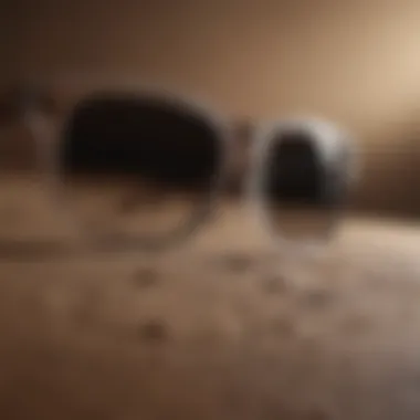 Materials used in sunglasses frames like plastic, metal, and wood, artistically arranged